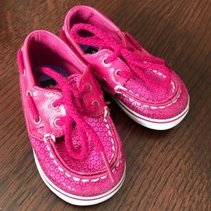 Pink Toddler Sequin Sperry Boat Shoes